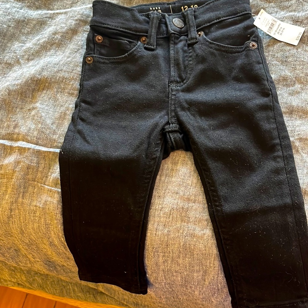 Gap kids girls black skinny jeans 12-18 months NWT